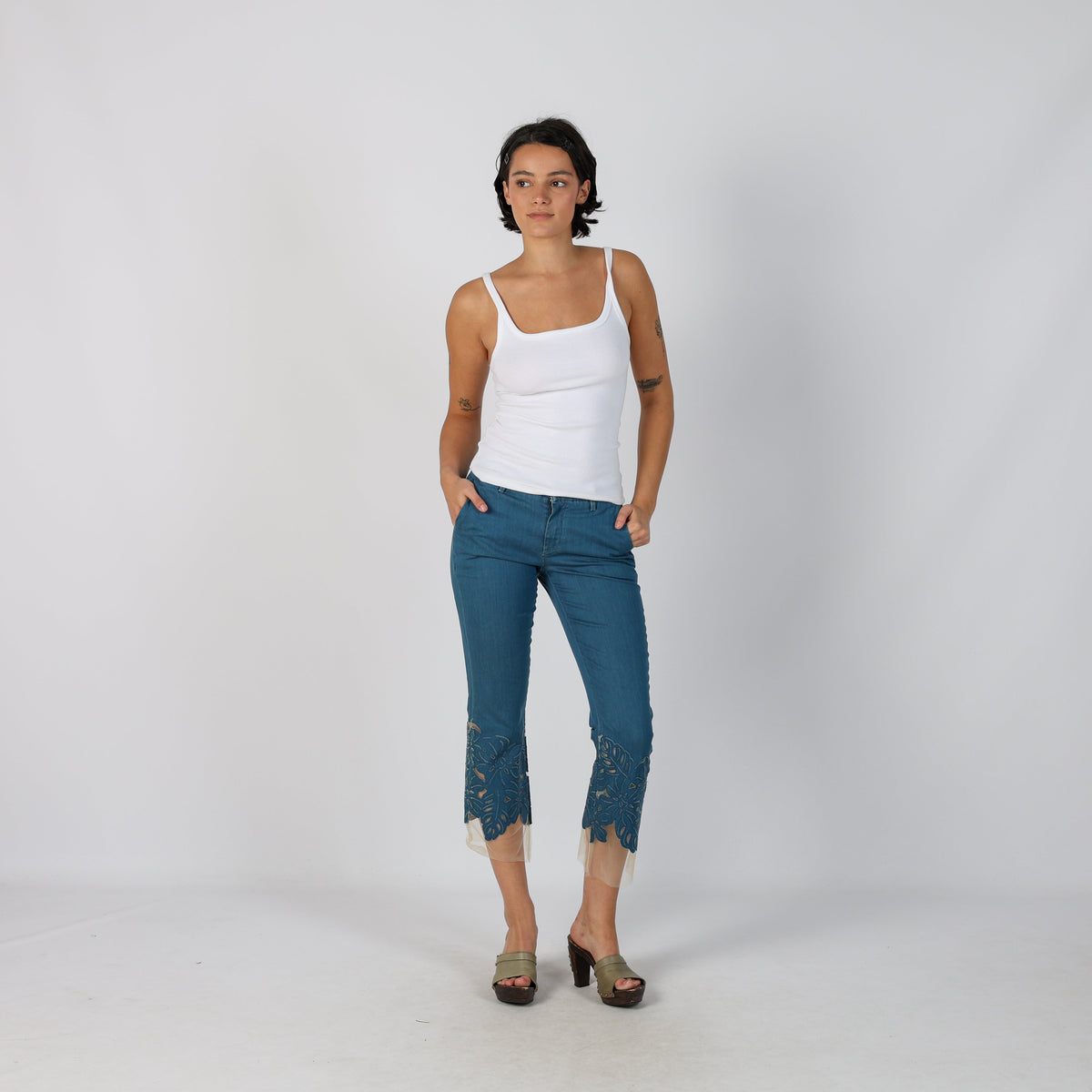 Blue Y2K Capri Trouser (XS)