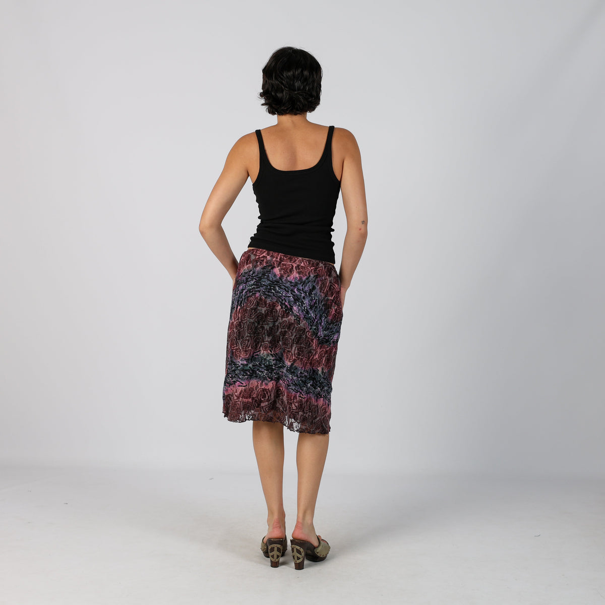 Purple Y2K Woven Midi Skirt (XS)