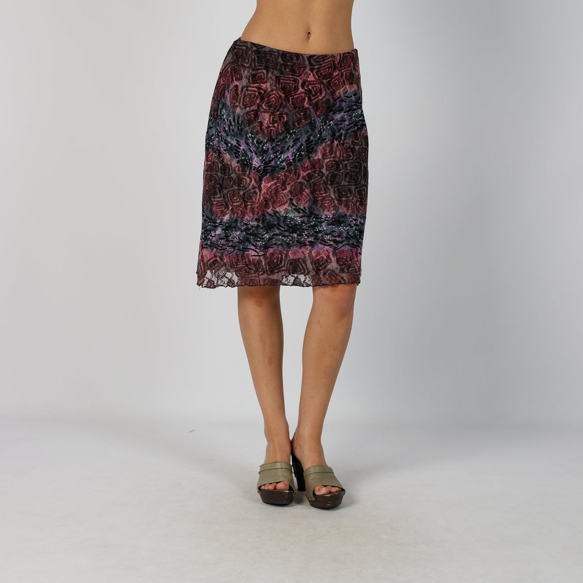 Purple Y2K Woven Midi Skirt (XS)