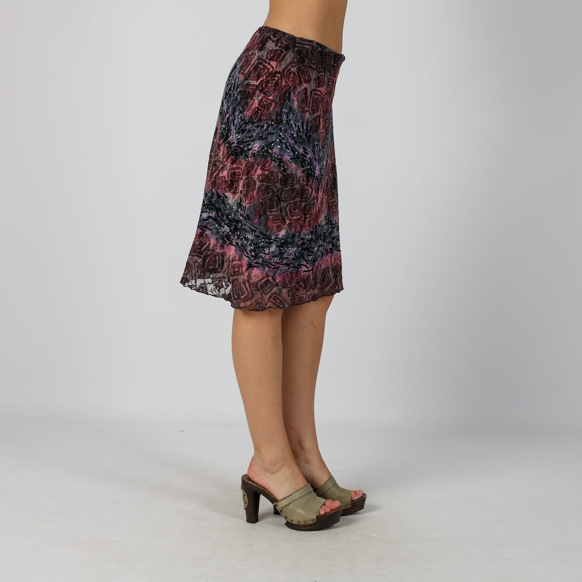 Purple Y2K Woven Midi Skirt (XS)
