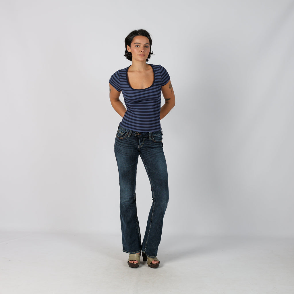 Blue Y2K Silver Bootcut Jeans (XS)