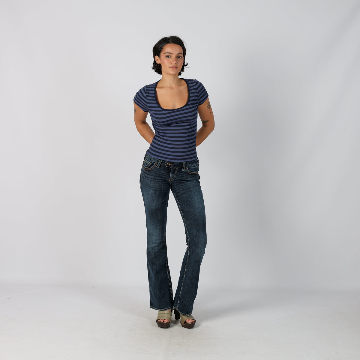 Blue Y2K Silver Bootcut Jeans (XS)