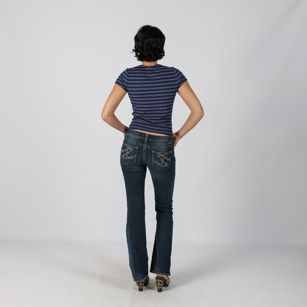 Blue Y2K Silver Bootcut Jeans (XS)
