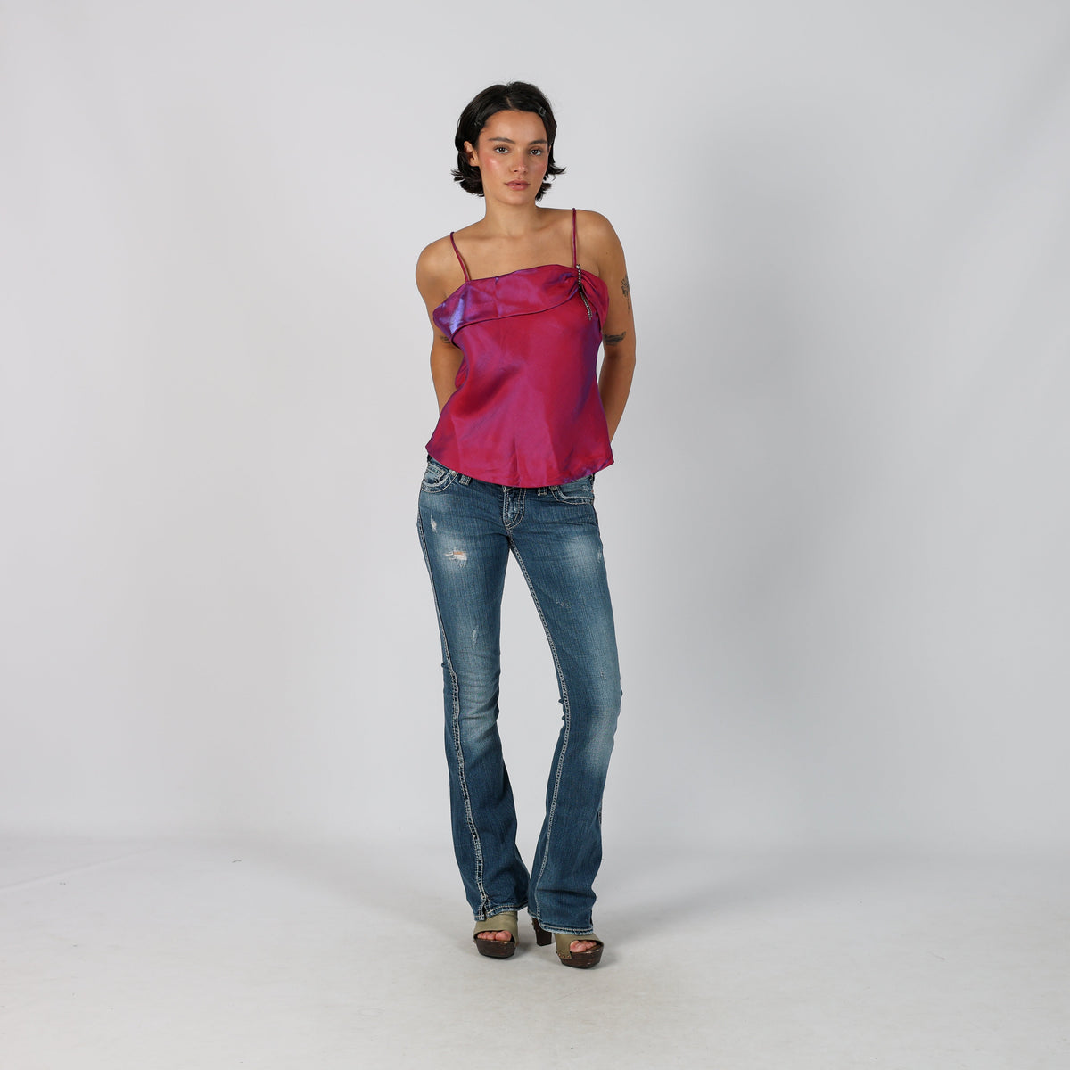 Blue Y2K Silver Bootcut Jeans (XS)