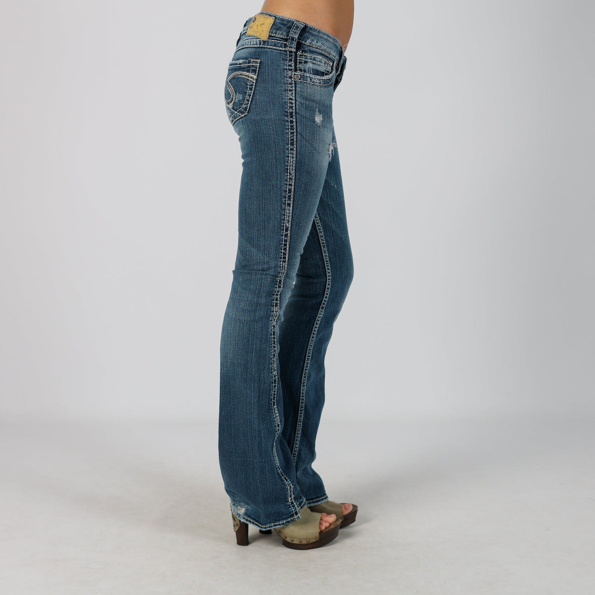 Blue Y2K Silver Bootcut Jeans (XS)