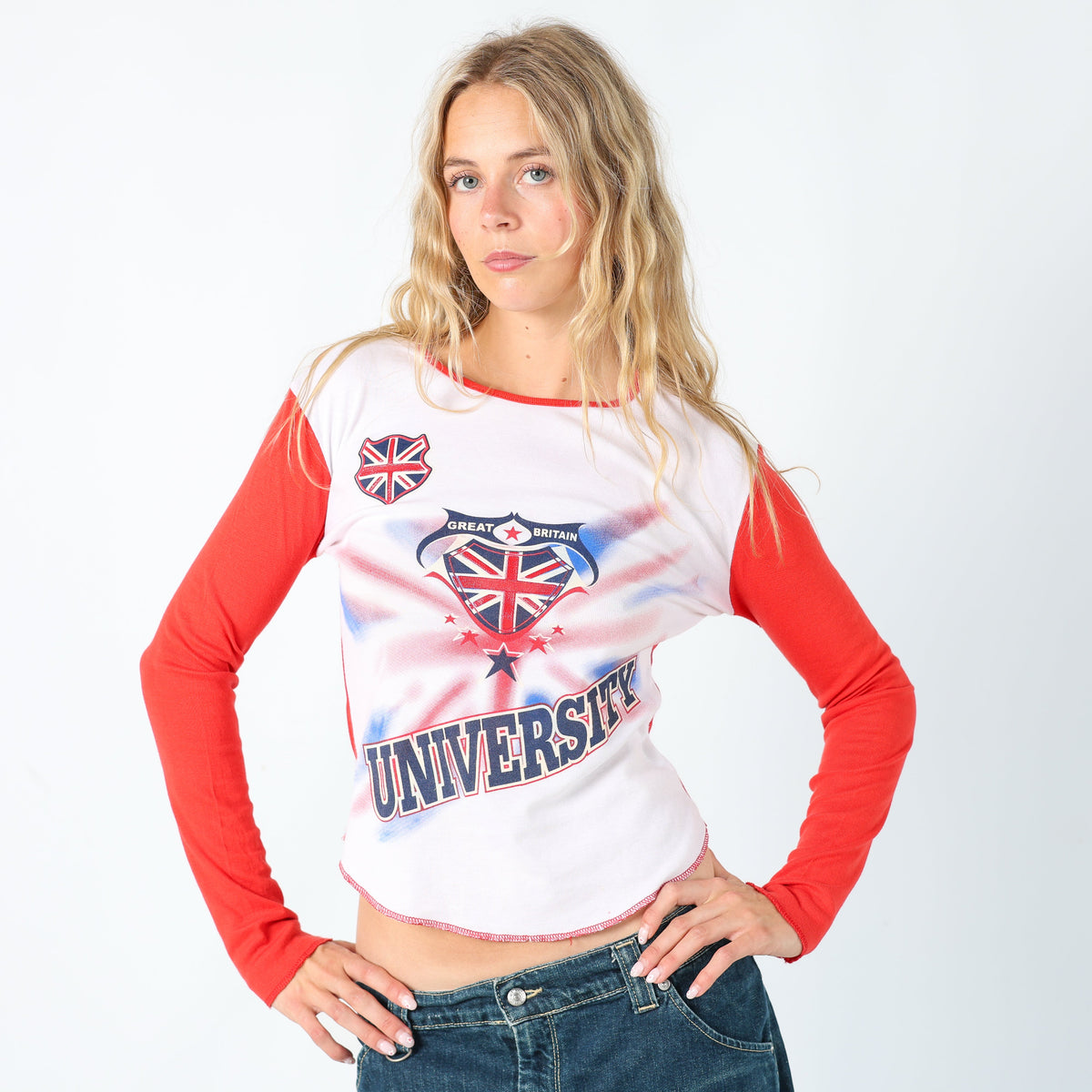 Ivory Y2K Koke Long Sleeve Tee Great Britain University (S)