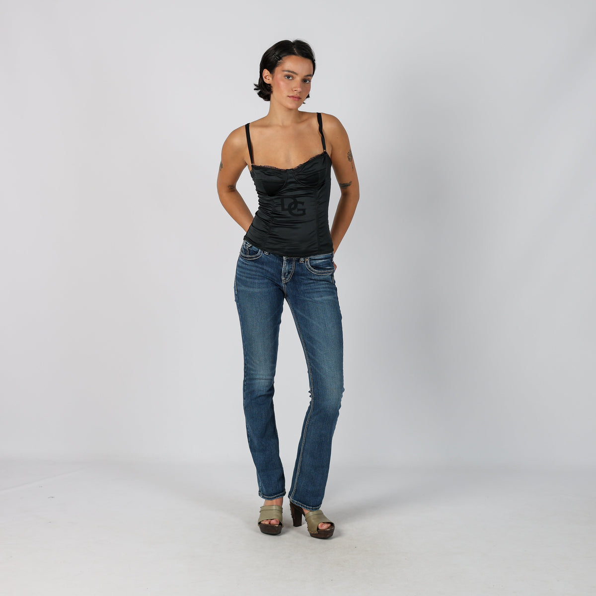 Blue Y2K Silver Straight Jeans (XS)