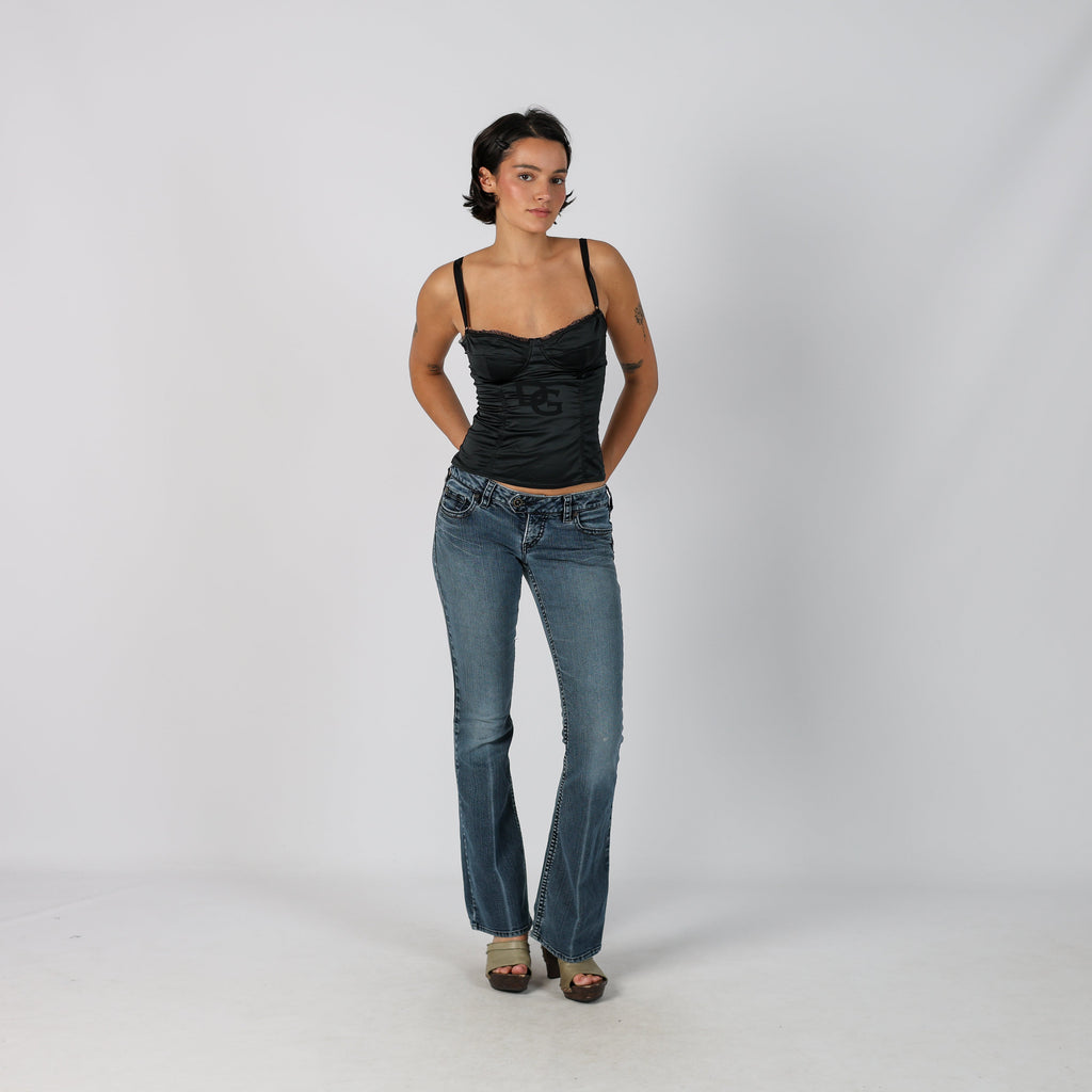 Blue Y2K Silver Bootcut Jeans (XS)