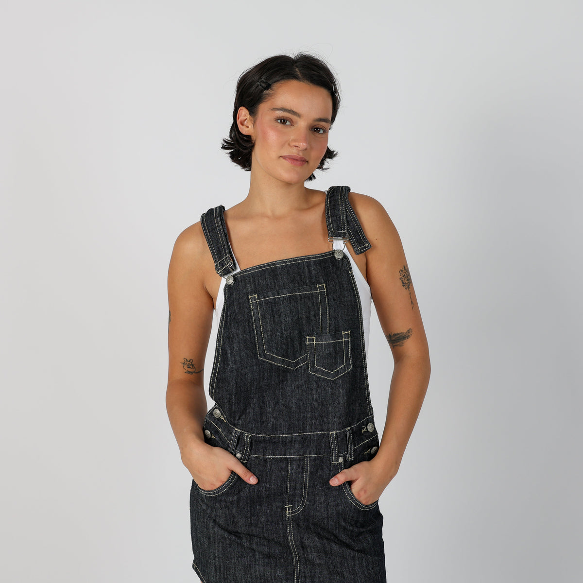 Blue Y2K Denim Mini Dress Dungaree (XS)
