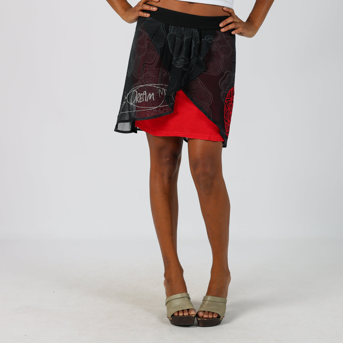 Black Y2K Desigual Woven Mini Skirt (S)