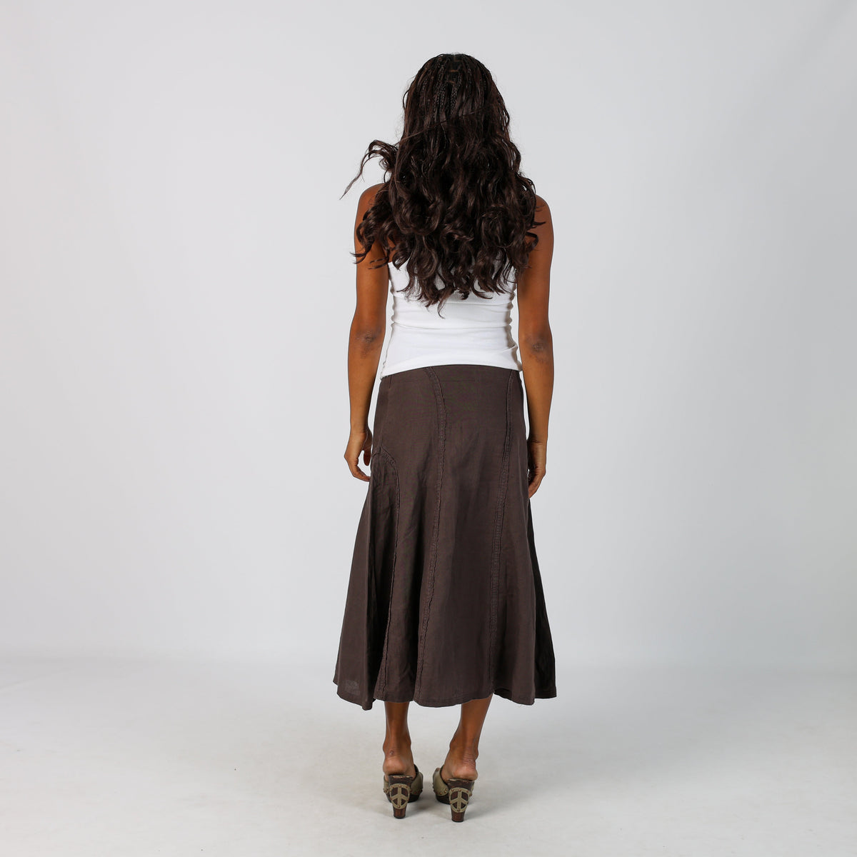 Brown Y2K Calvin Klein Woven Maxi Skirt (XS)