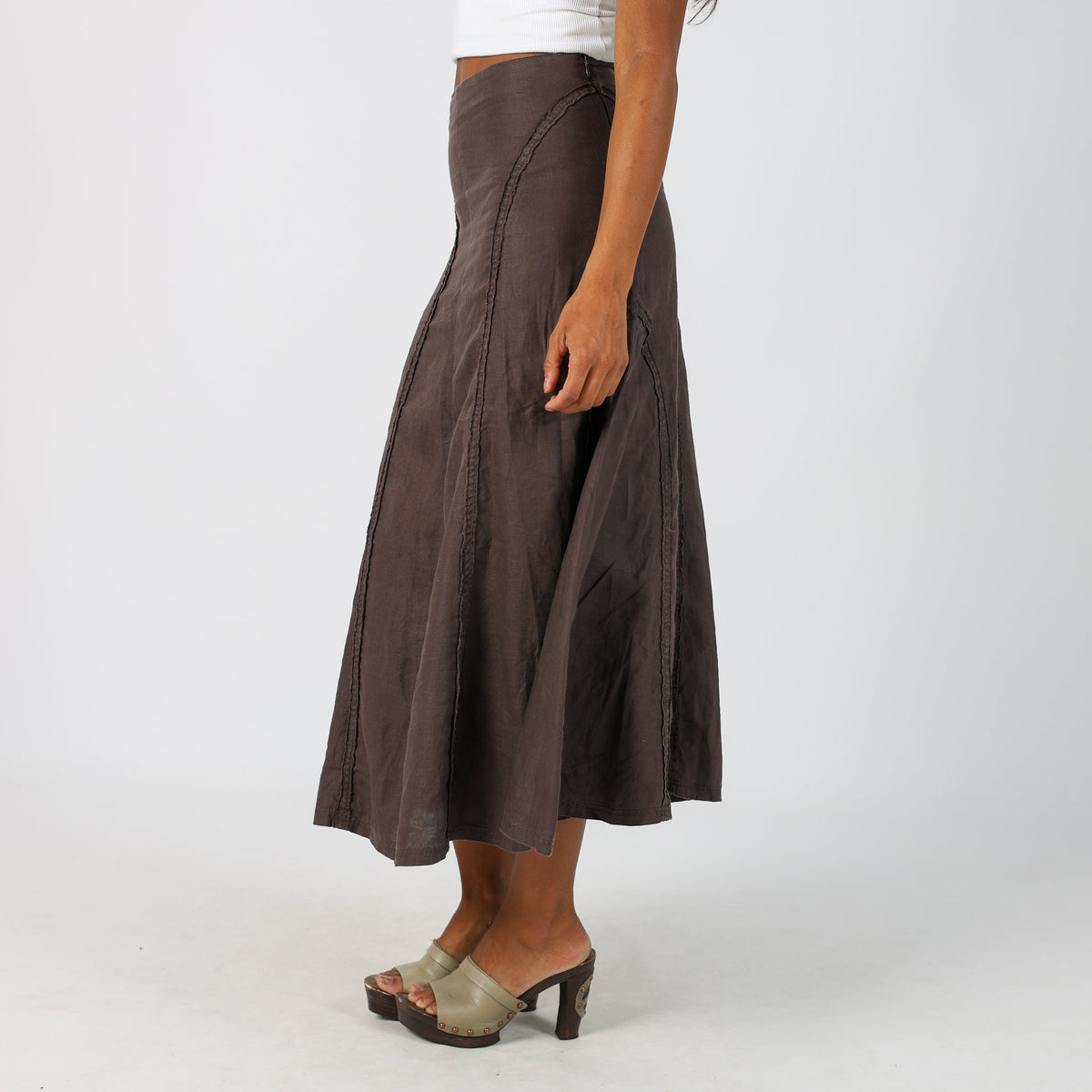 Brown Y2K Calvin Klein Woven Maxi Skirt (XS)