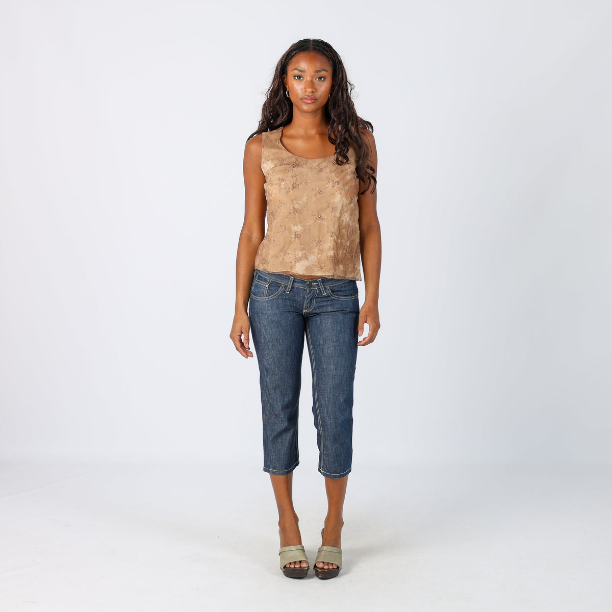 Blue Y2K Meltin' Pot 3/4 Jeans (XS)