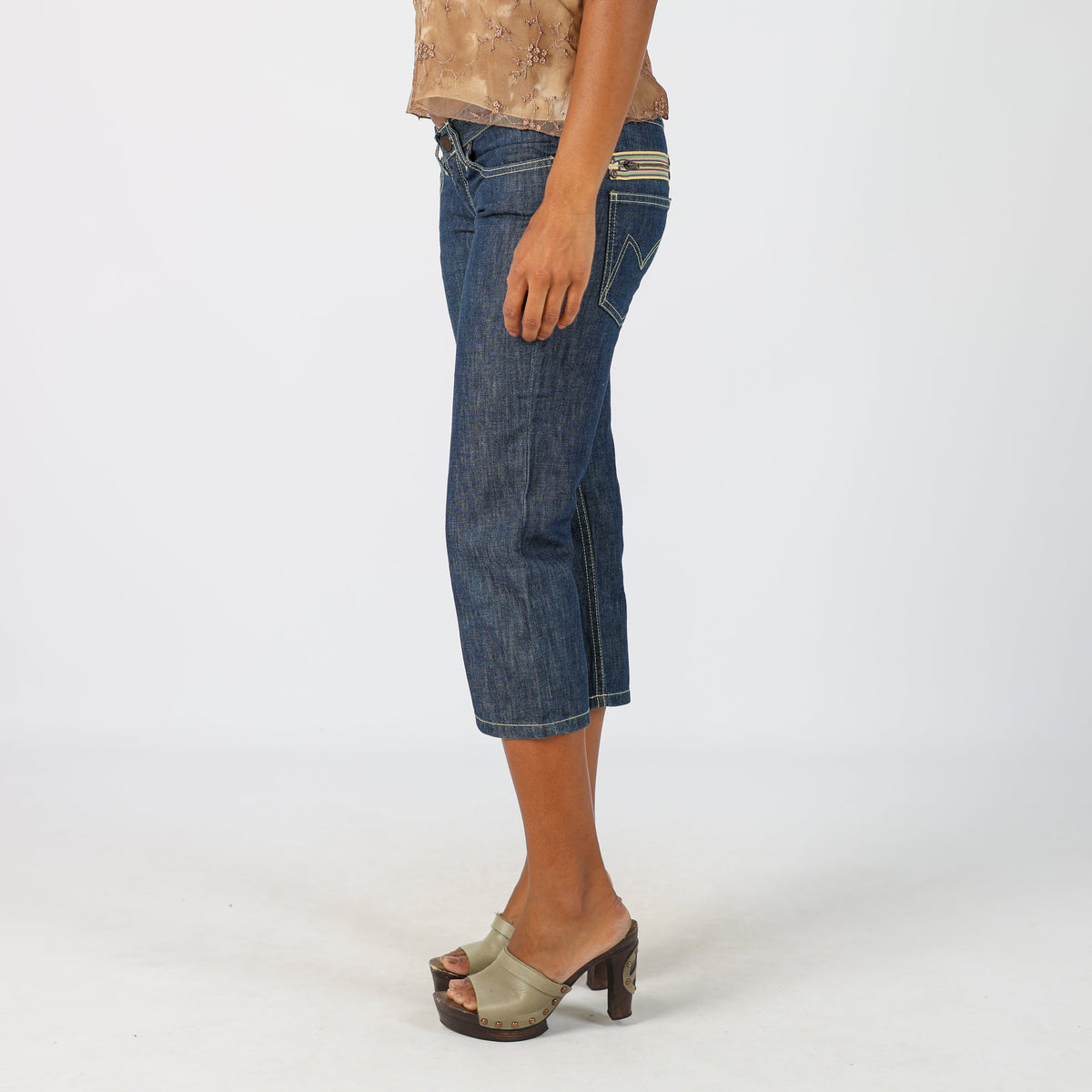 Blue Y2K Meltin' Pot 3/4 Jeans (XS)