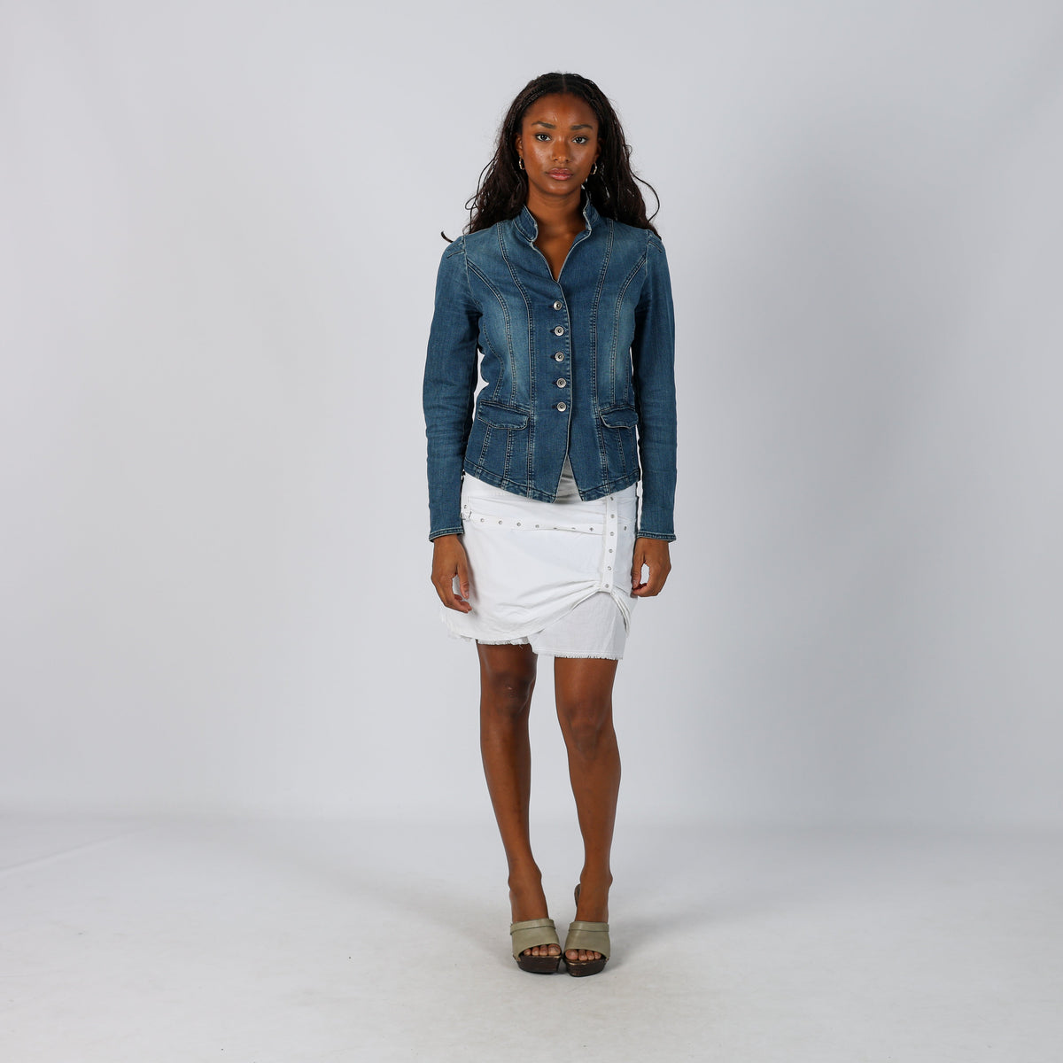 White Y2K Woven Mini Skirt (XS)