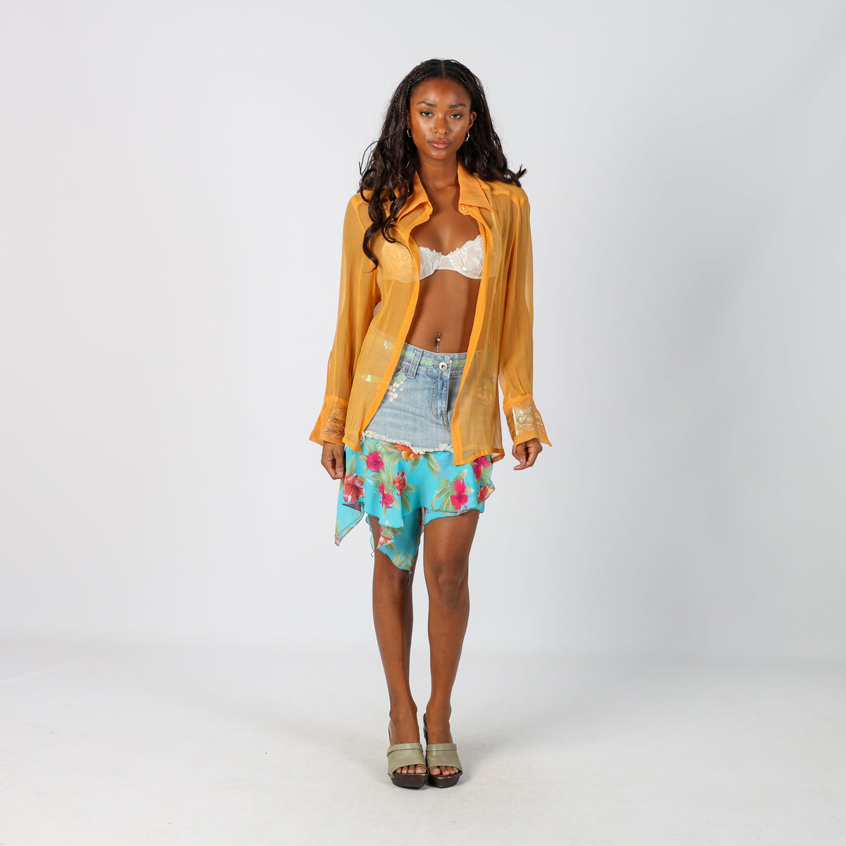 Light Blue Y2K Denim Mini Skirt (S)