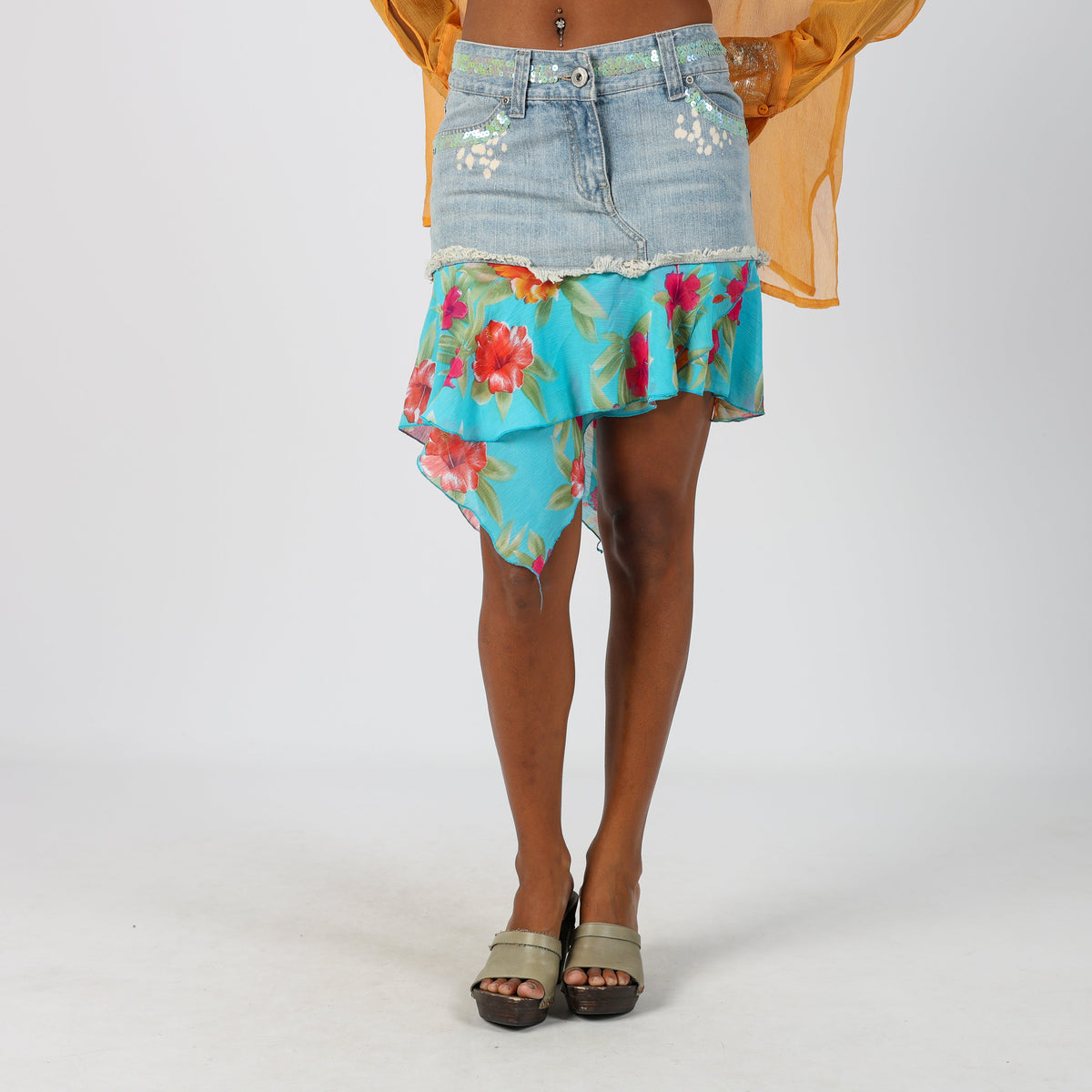 Light Blue Y2K Denim Mini Skirt (S)