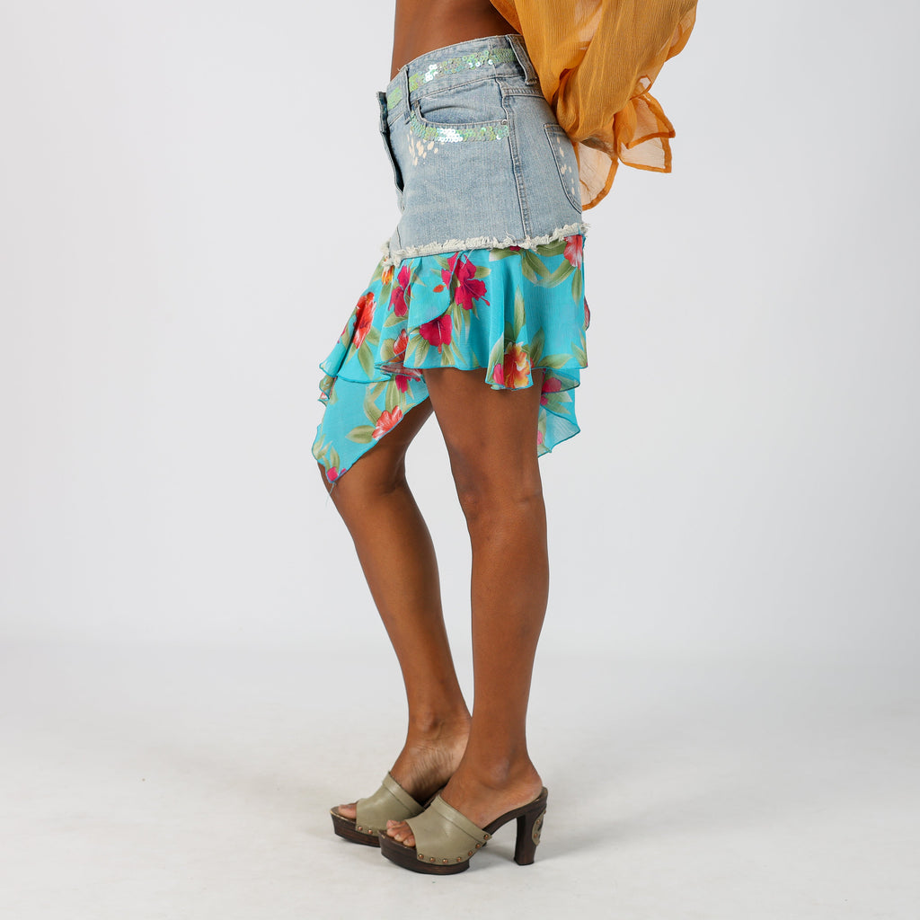 Light Blue Y2K Denim Mini Skirt (S)