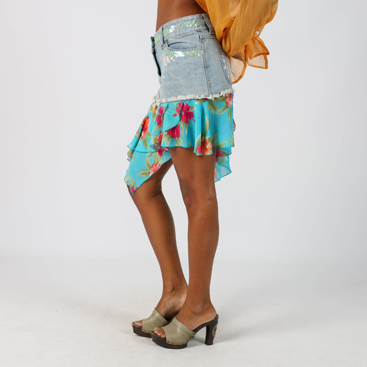 Light Blue Y2K Denim Mini Skirt (S)