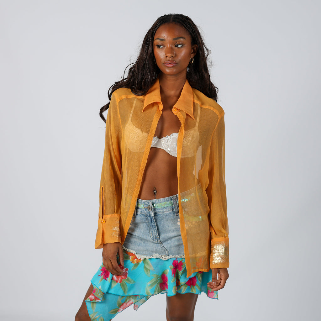 Orange Y2K Blouse Sheer (L)