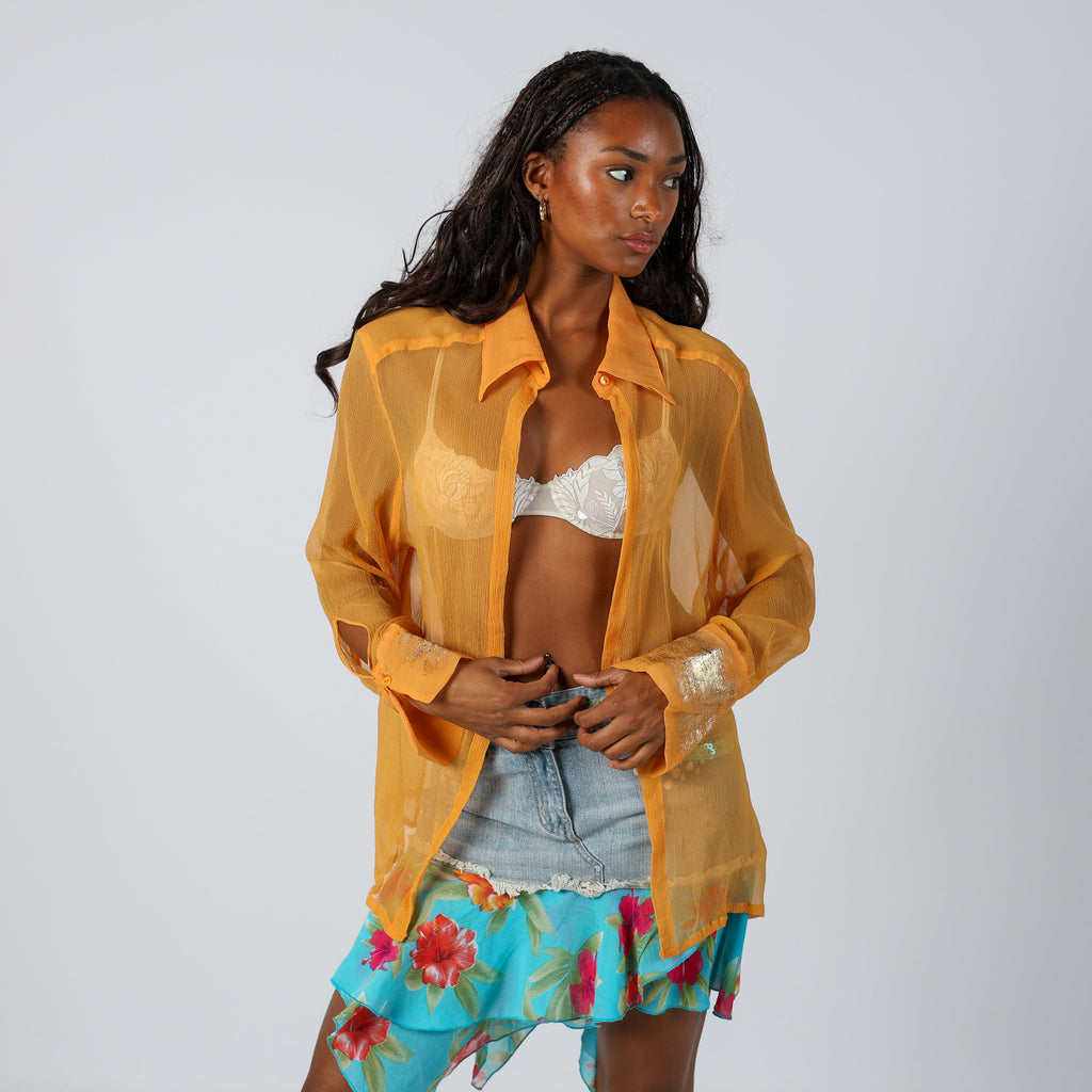Orange Y2K Blouse Sheer (L)