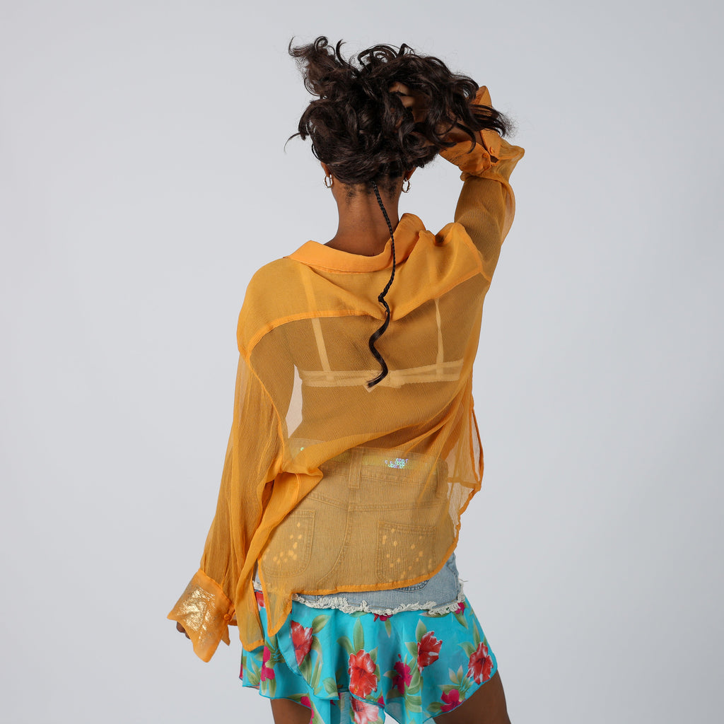 Orange Y2K Blouse Sheer (L)