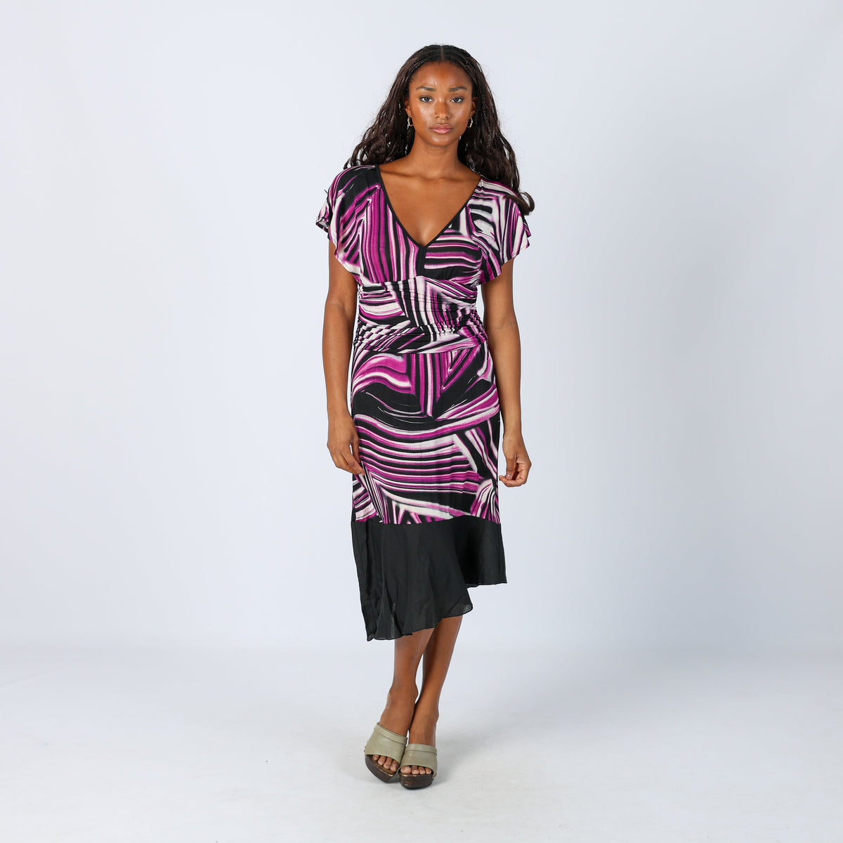Purple Y2K EXTYN Italia Woven Midi Dress (S)