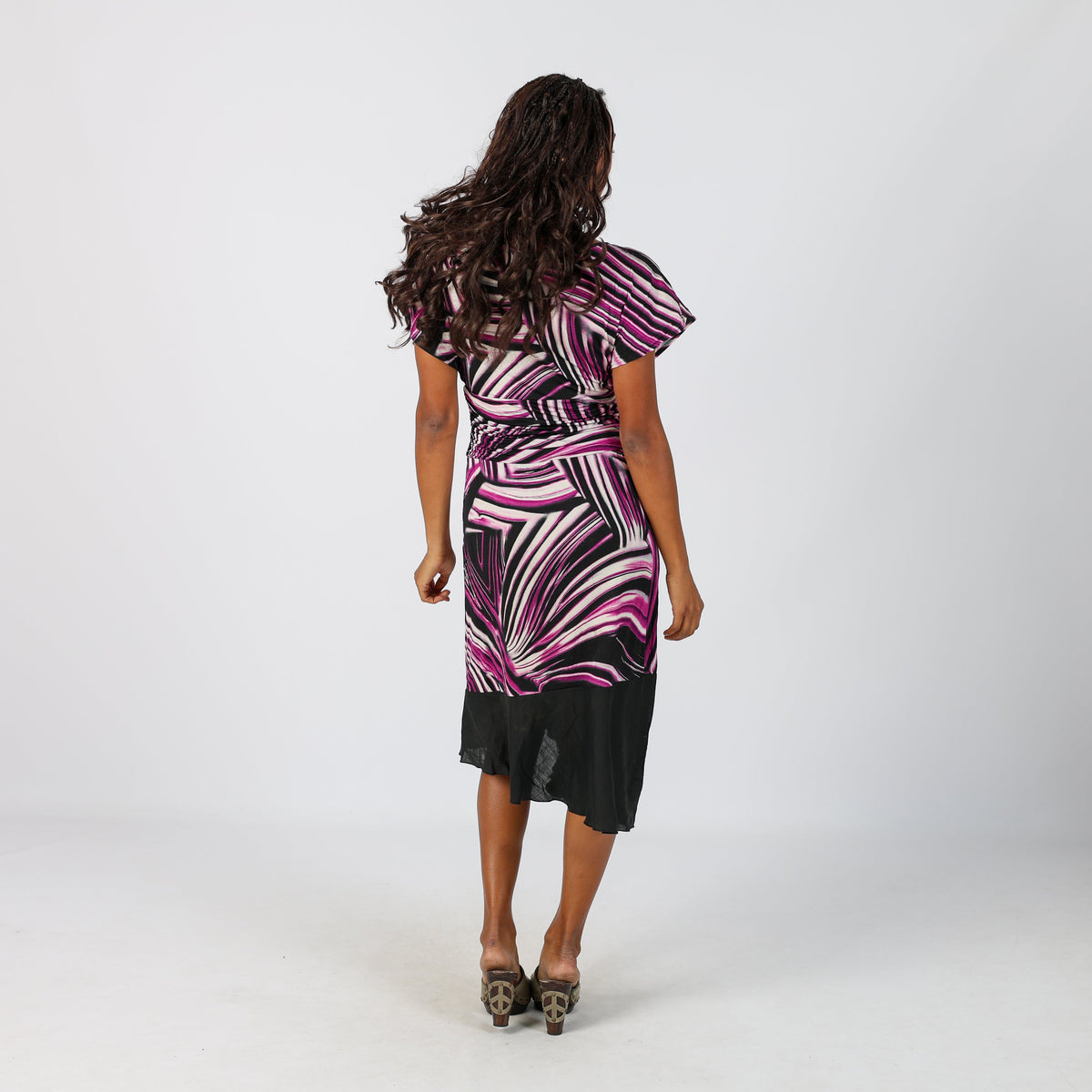 Purple Y2K EXTYN Italia Woven Midi Dress (S)