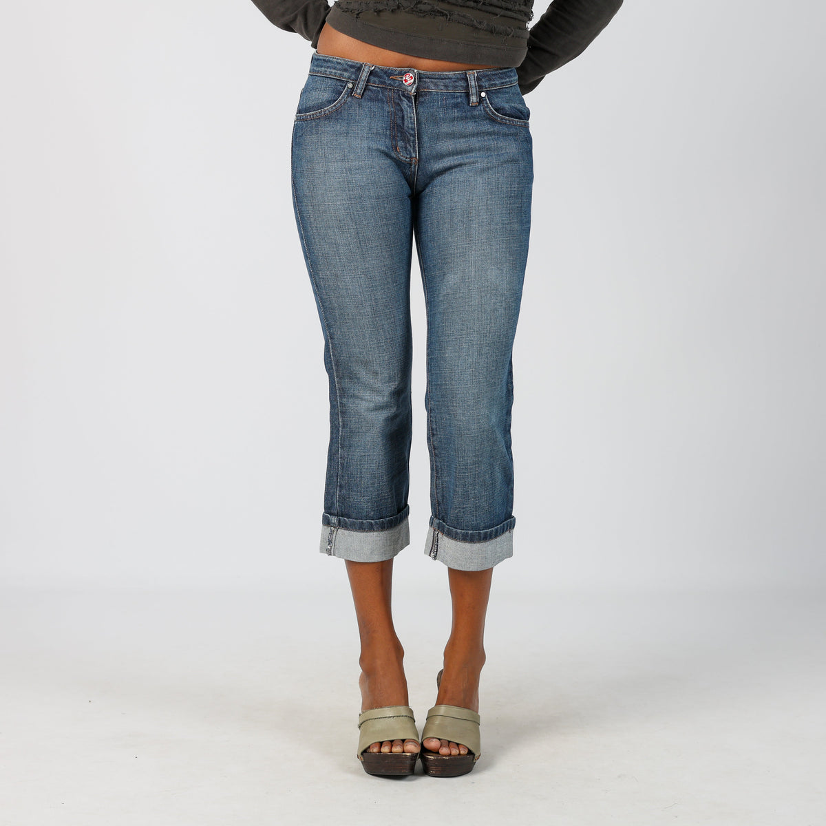 Blue Y2K 3/4 Jeans (XS)