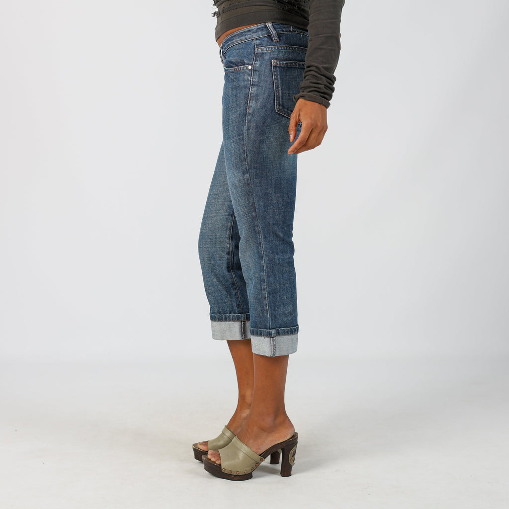 Blue Y2K 3/4 Jeans (XS)