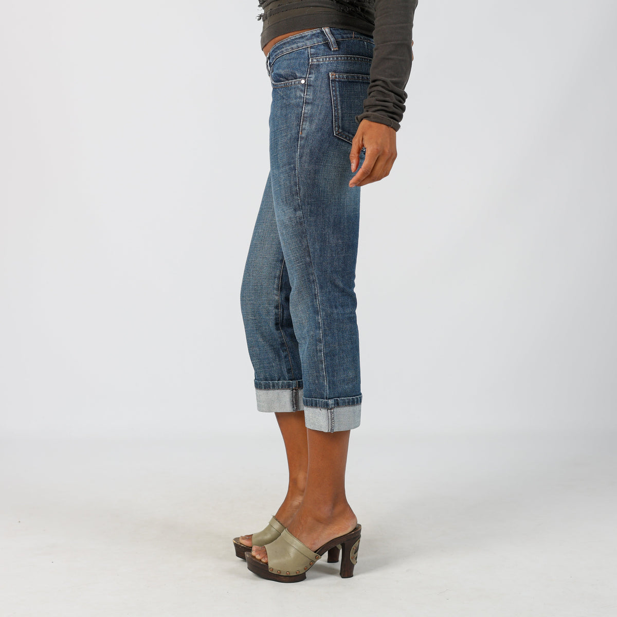 Blue Y2K 3/4 Jeans (XS)
