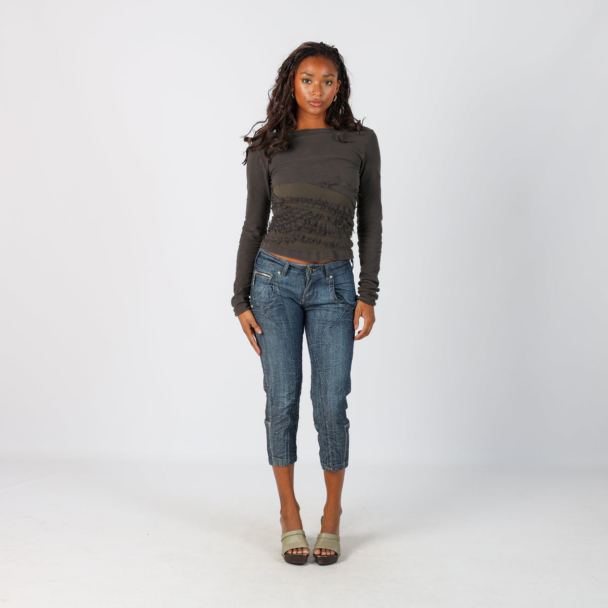 Blue Y2K 3/4 Jeans (S)