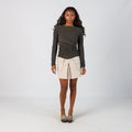 Beige Y2K Woven Mini Skirt (XS)