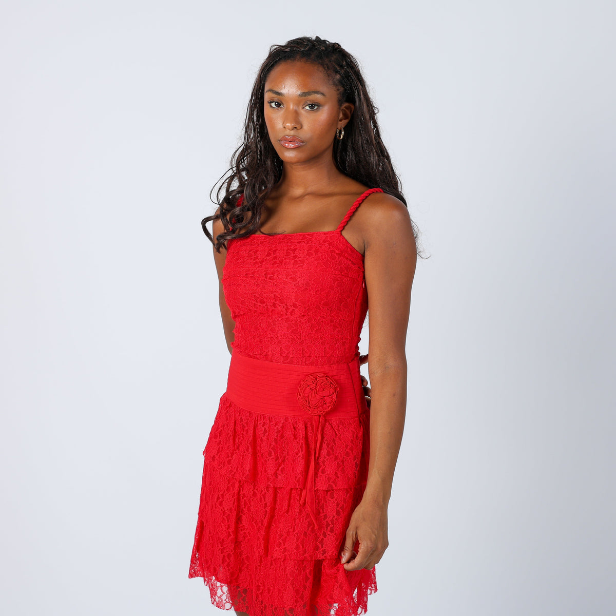 Red Y2K Morgan Woven Mini Dress (S)