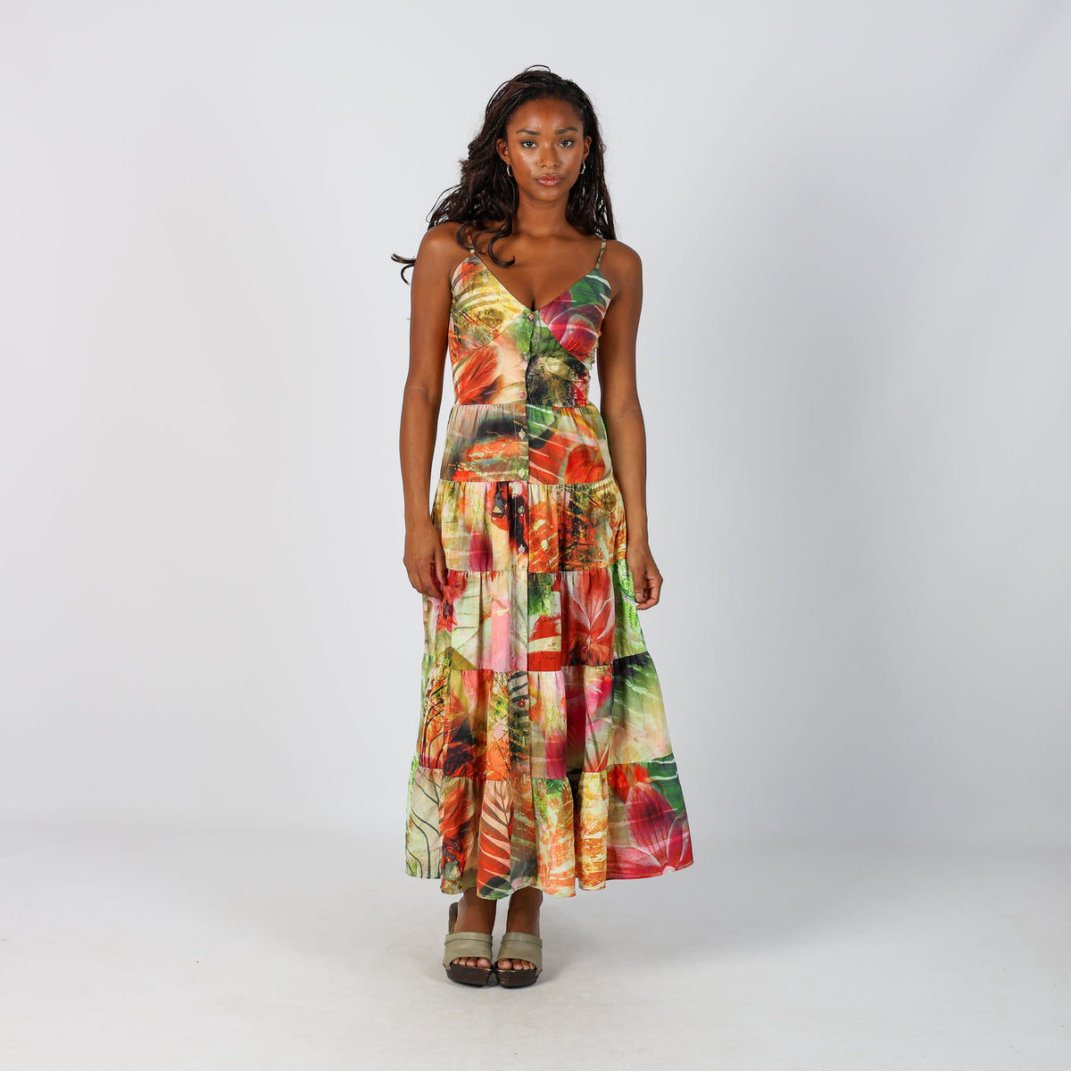 Multicoloured Y2K Guess Woven Maxi Dress (S)