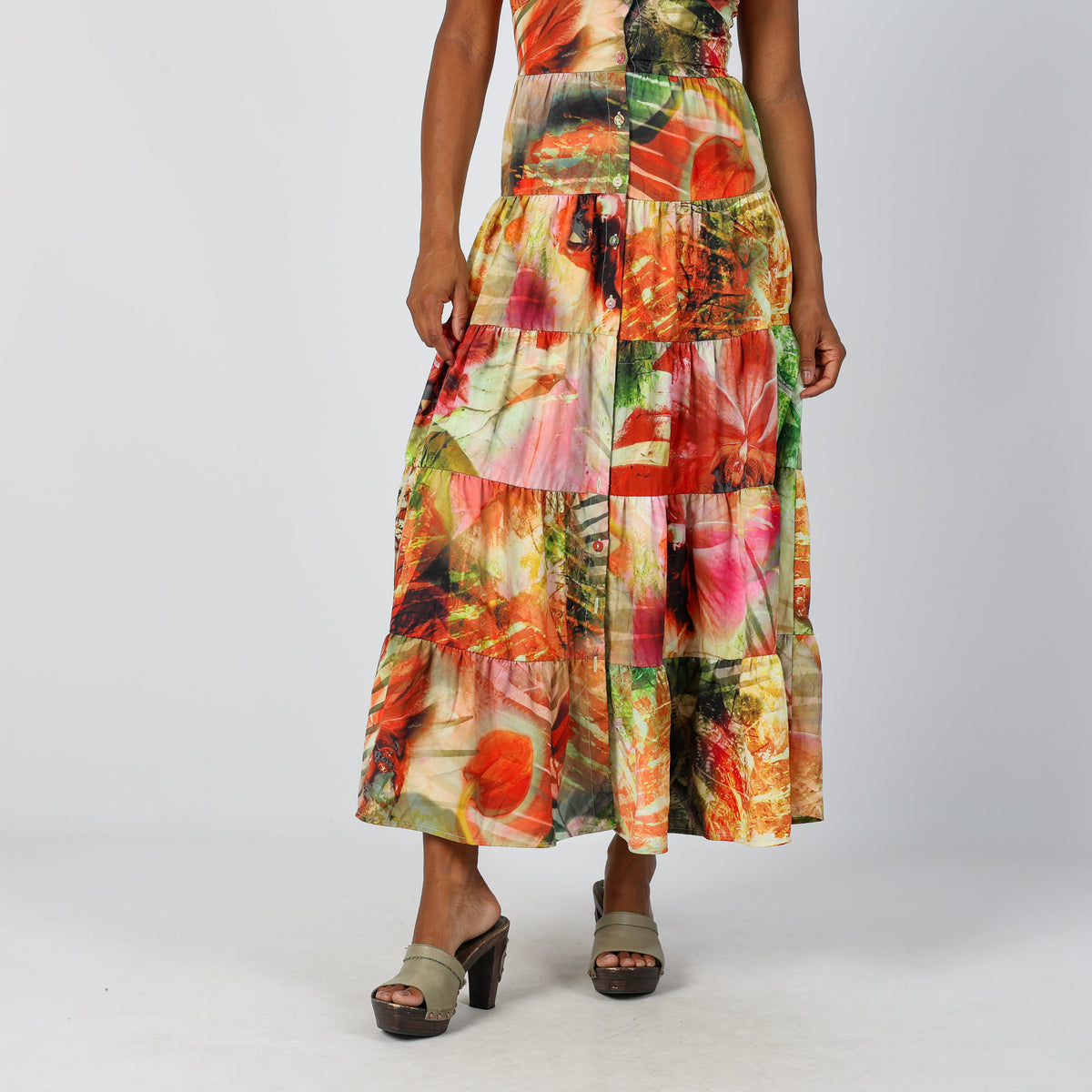Multicoloured Y2K Guess Woven Maxi Dress (S)