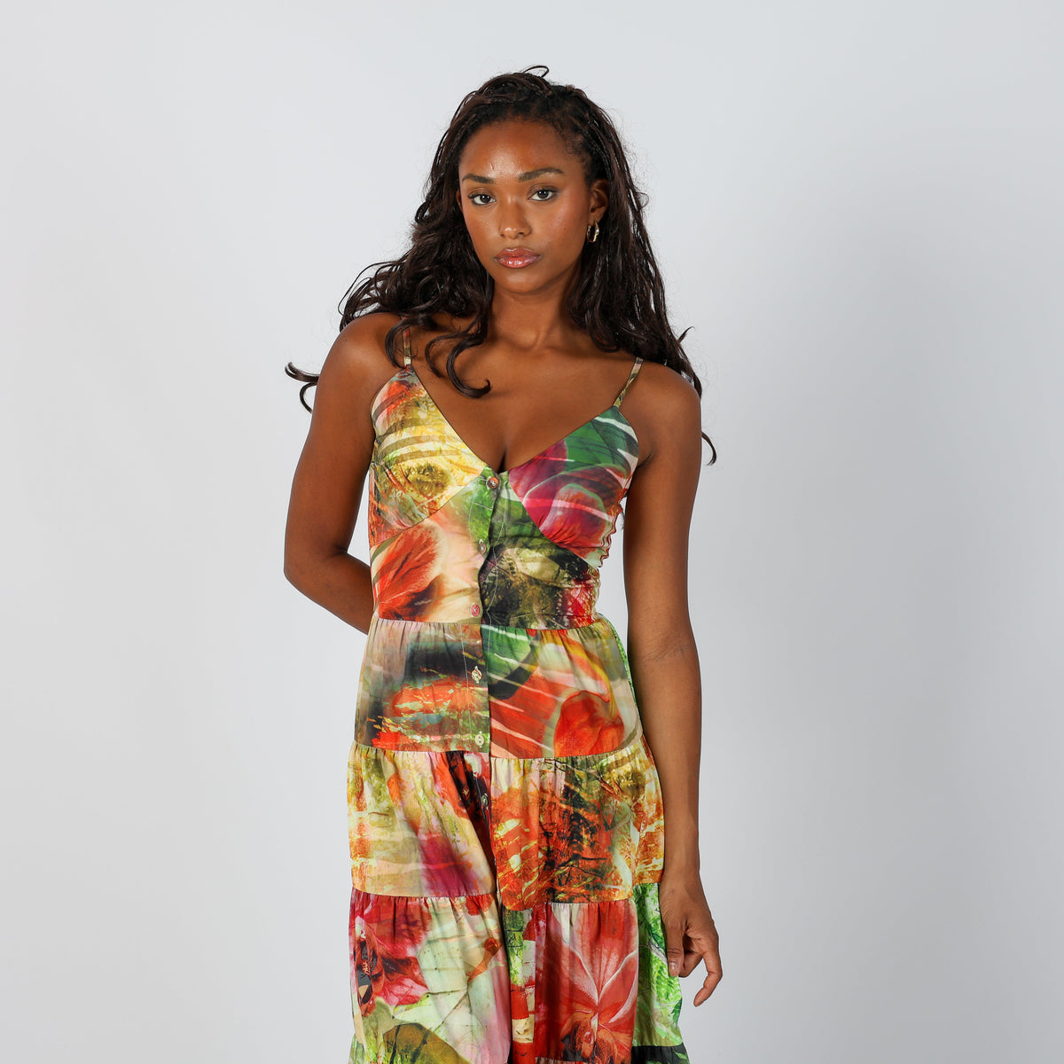 Multicoloured Y2K Guess Woven Maxi Dress (S)
