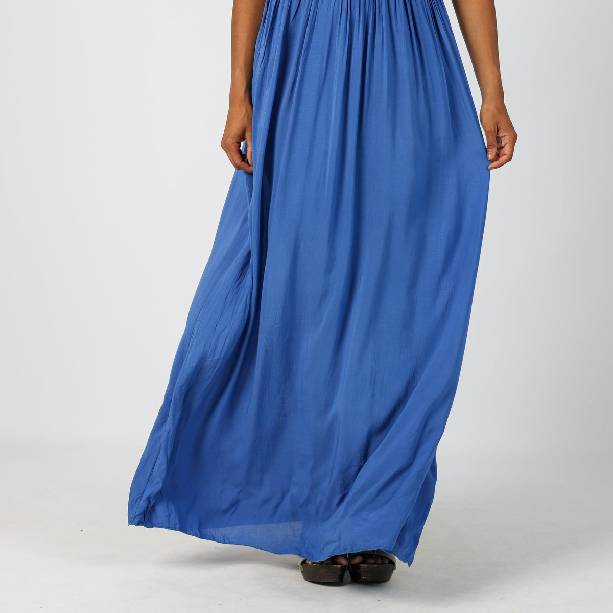 Blue Y2K Woven Maxi Dress Semi Sheer (S)