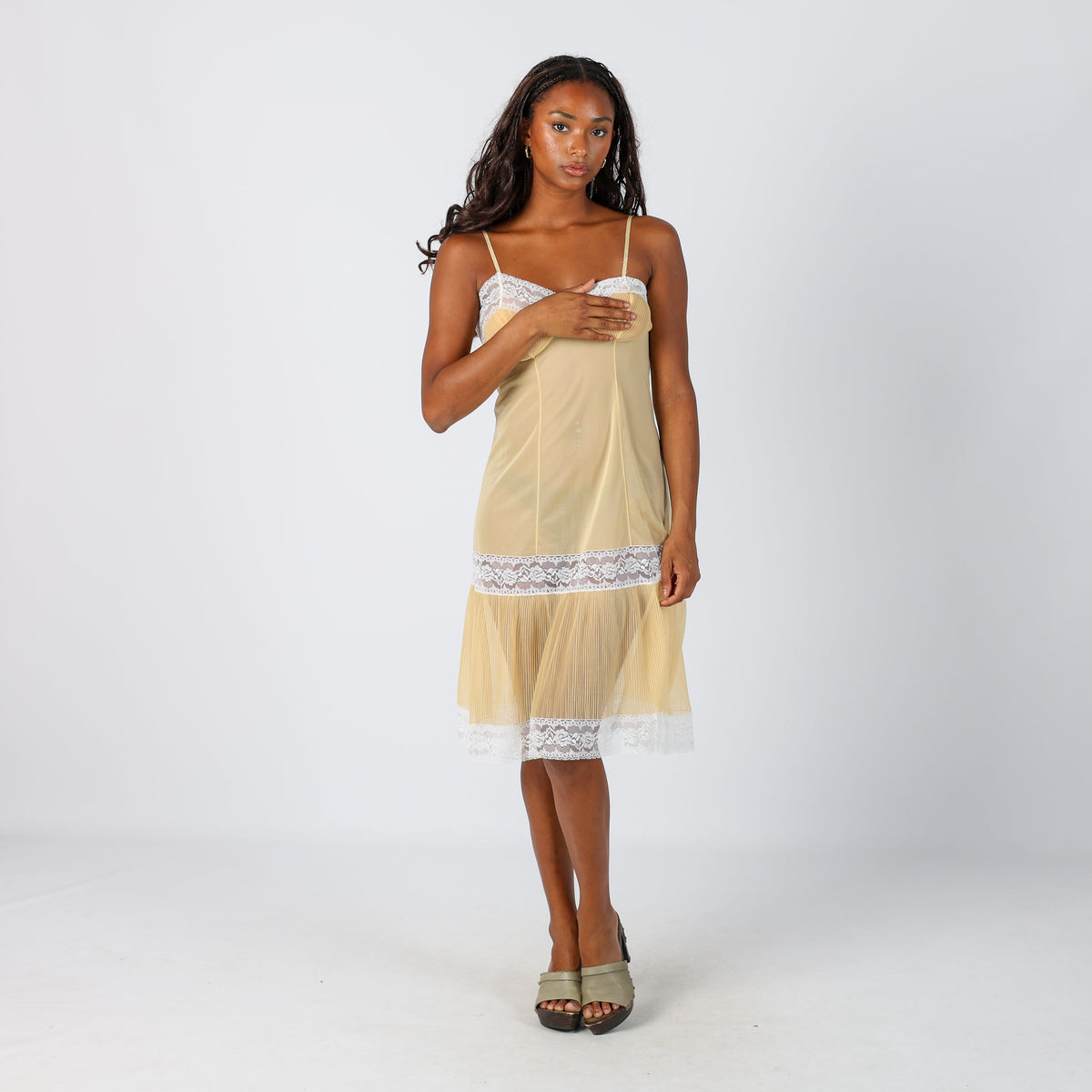 Yellow Y2K Slip Dress Sheer (S)
