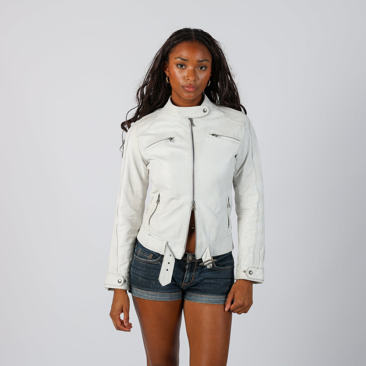 Ivory Y2K Made in Italy Leather Jacket (S)