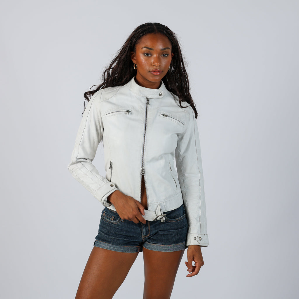 Ivory Y2K Made in Italy Leather Jacket (S)