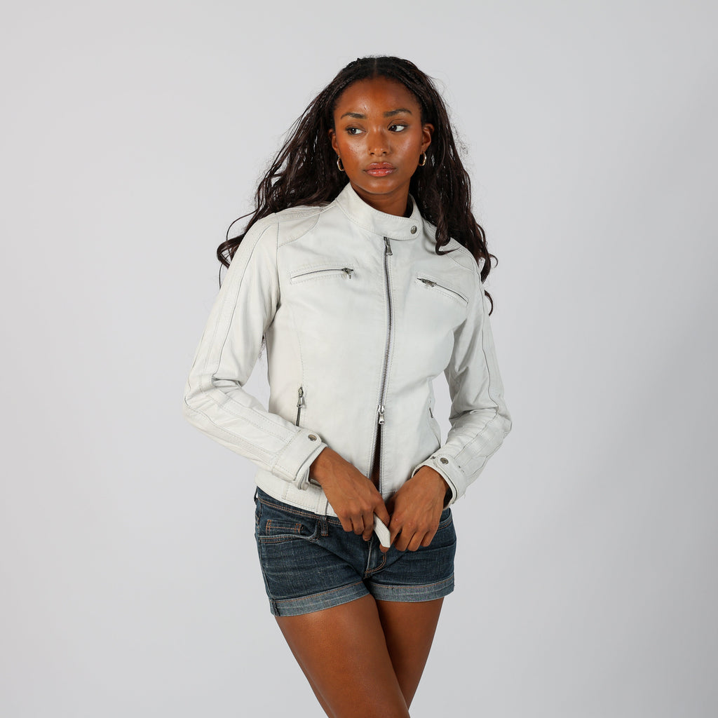 Ivory Y2K Made in Italy Leather Jacket (S)