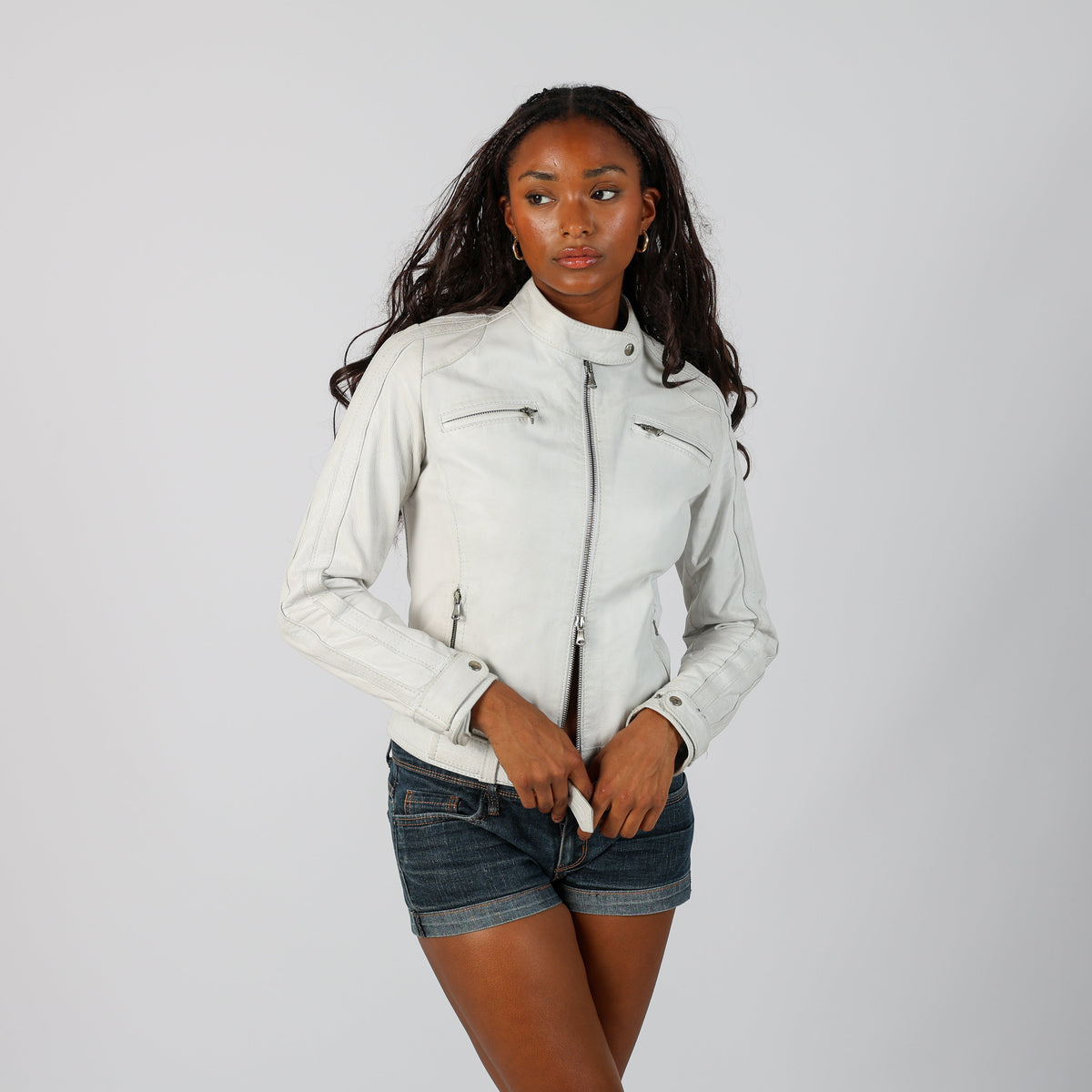 Ivory Y2K Made in Italy Leather Jacket (S)