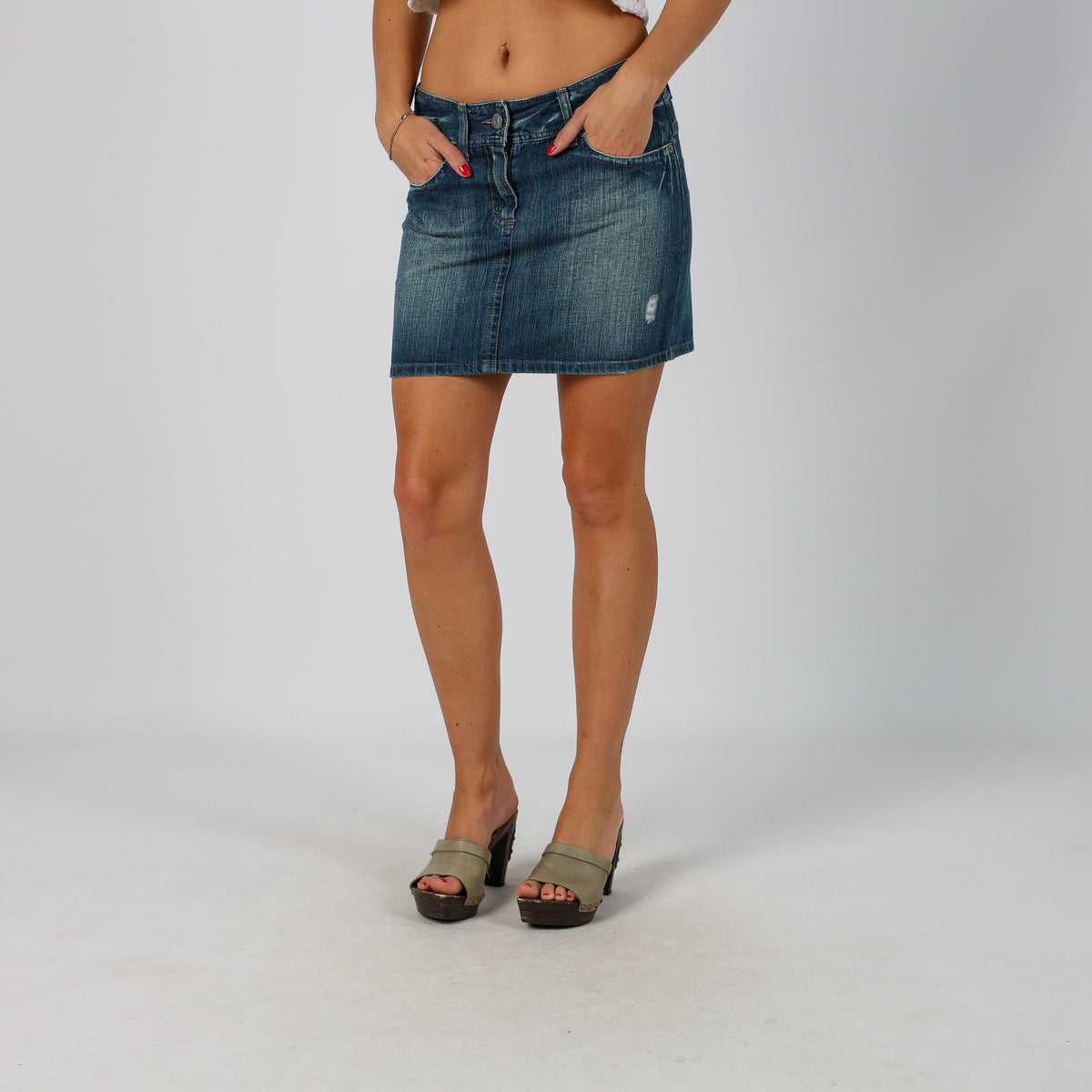 Blue Y2K Sisley Denim Mini Skirt (S)