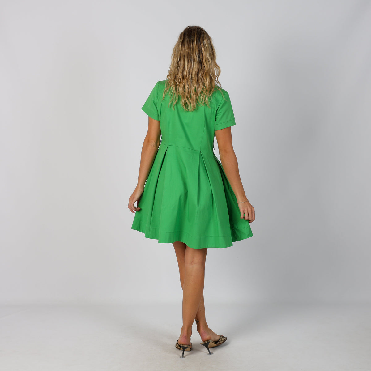 Light Green Y2K Pois Woven Midi Dress (S)