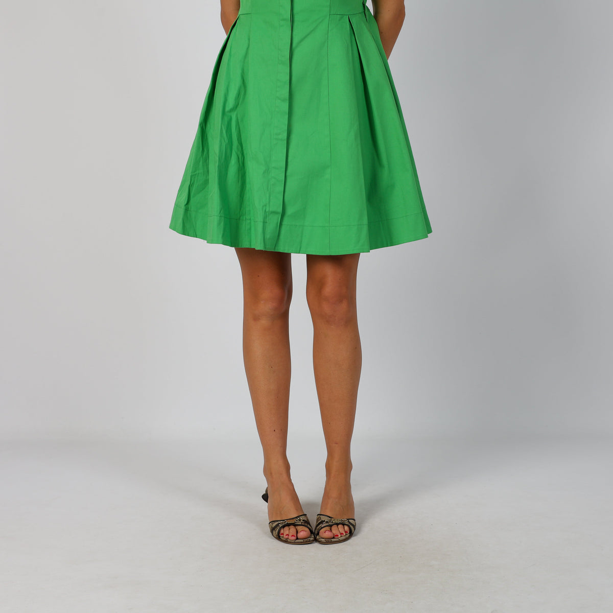 Light Green Y2K Pois Woven Midi Dress (S)