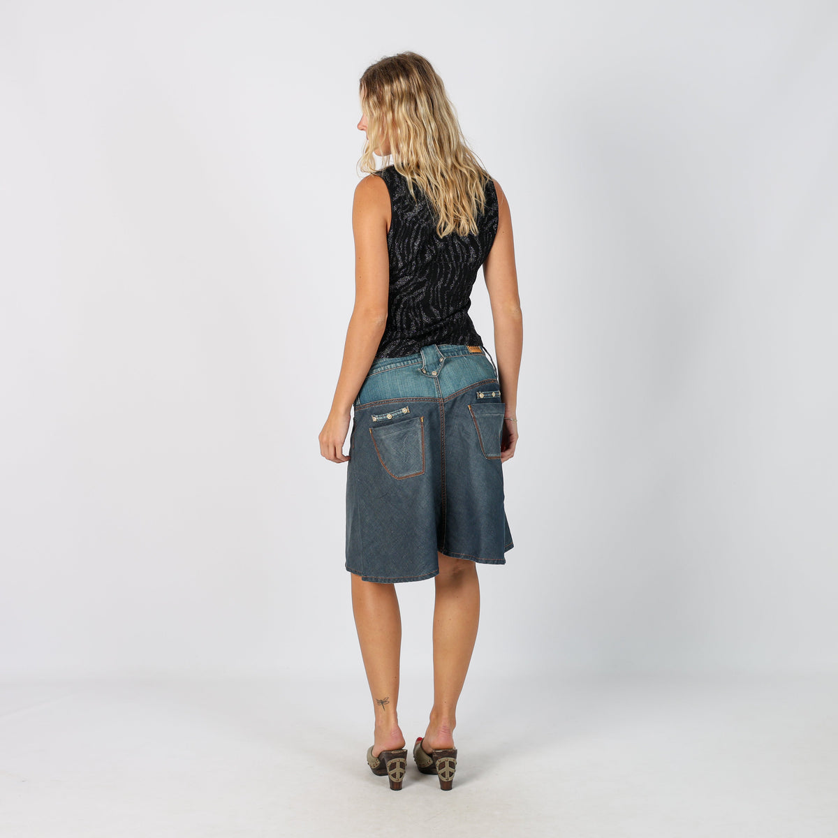 Blue Y2K PHARD Denim Midi Skirt (S)