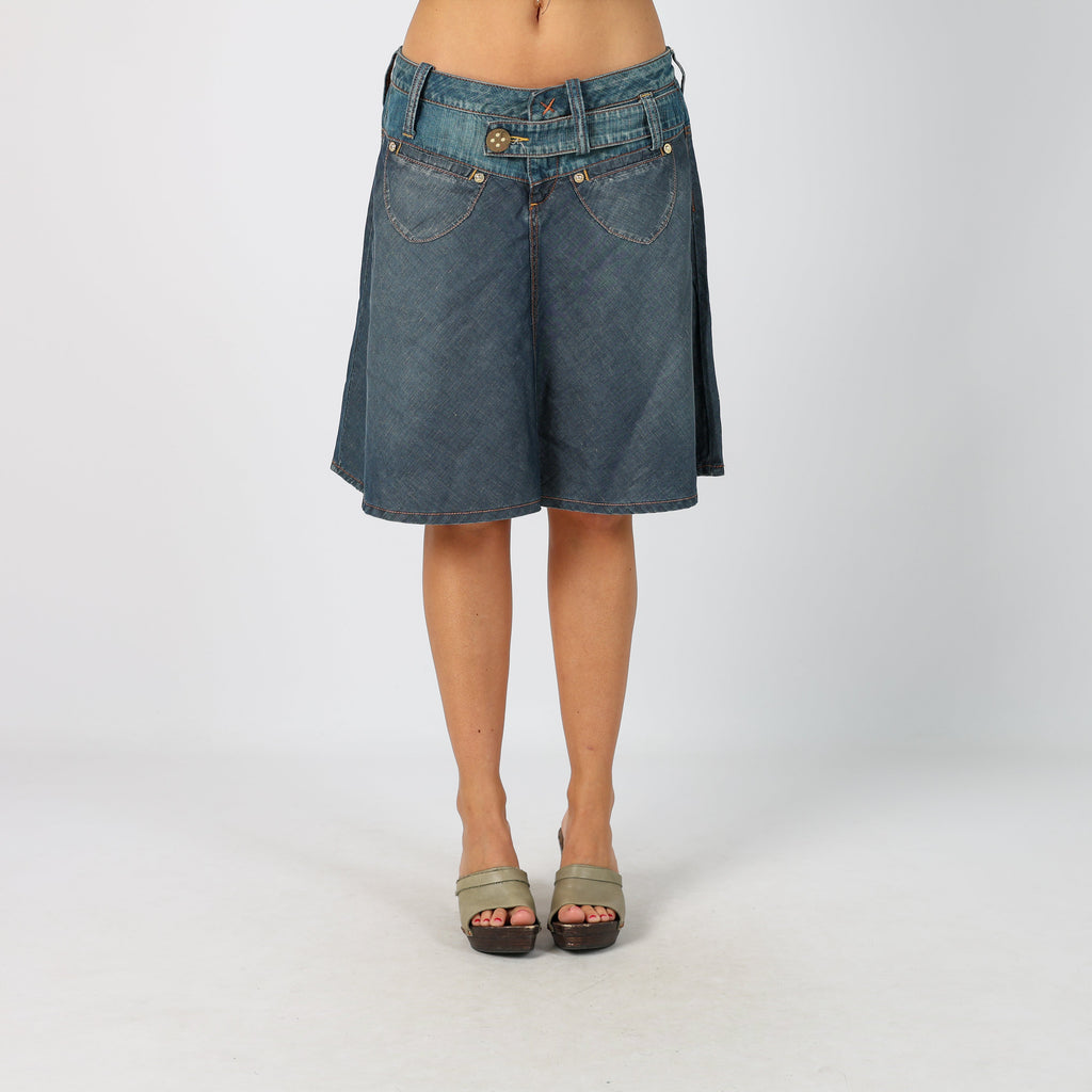 Blue Y2K PHARD Denim Midi Skirt (S)