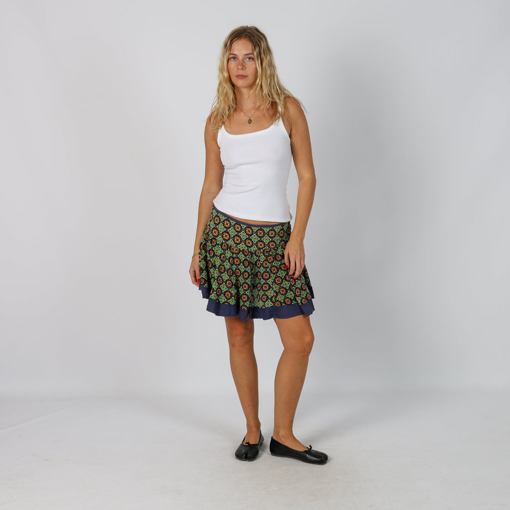 Navy Blue Y2K Woven Mini Skirt (XS)