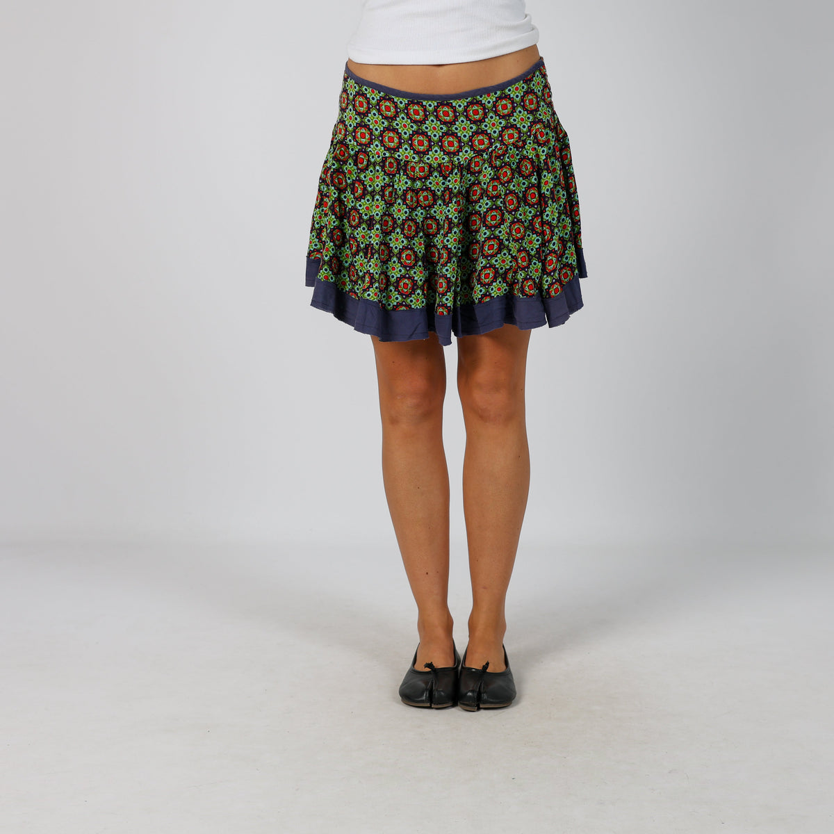 Navy Blue Y2K Woven Mini Skirt (XS)